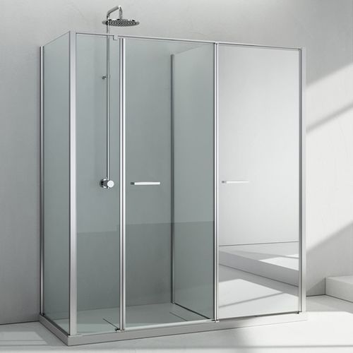 Cabine de douche multifonction - TWIN : T25 - VISMARAVETRO - en verre trempé / en verre laqué / avec porte battante