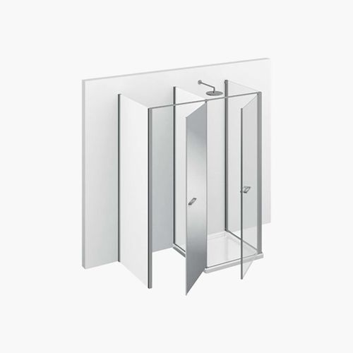 Cabine de douche multifonction - TWIN : T33  - VISMARAVETRO - en verre trempé / en verre laqué / avec porte battante