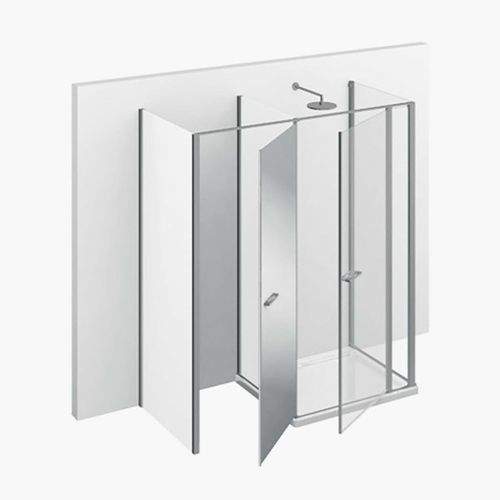 Cabine de douche multifonction - TWIN : T43 - VISMARAVETRO - en verre trempé / en verre laqué / avec porte battante