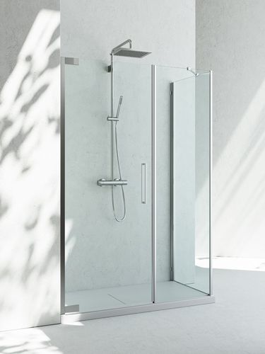 Cabine de douche en verre - FLARE 2.0 : F2+FG - VISMARAVETRO - avec porte battante / d'angle / en verre transparent
