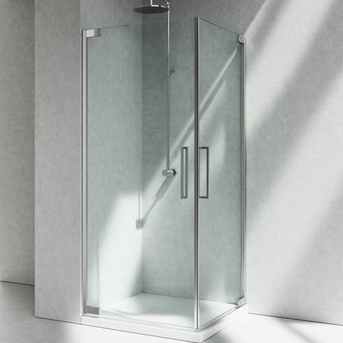 Cabine de douche en verre - FLARE 2.0 : FA+FA - VISMARAVETRO - avec porte battante / d'angle / en verre transparent