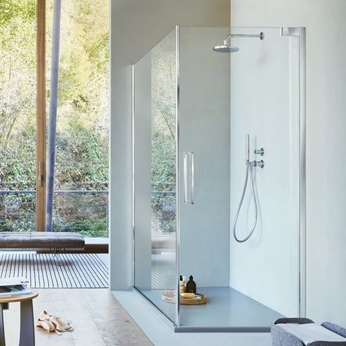 Cabine de douche en verre - FLARE 2.0 : FA+FF - VISMARAVETRO - avec porte battante / d'angle / en verre transparent