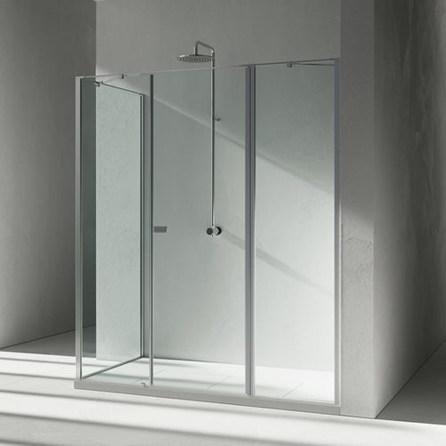 Cabine de douche en verre - KM+KG  - VISMARAVETRO - en aluminium / avec porte pivotante / fixe