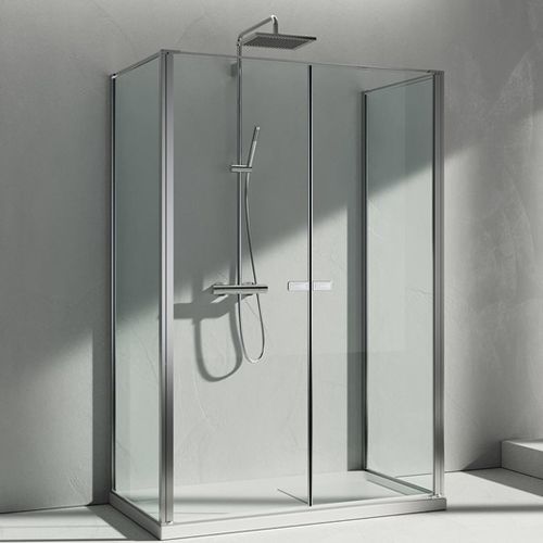 Cabine de douche en verre - KC+KB+KC  - VISMARAVETRO - en aluminium / avec porte battante / rectangulaire