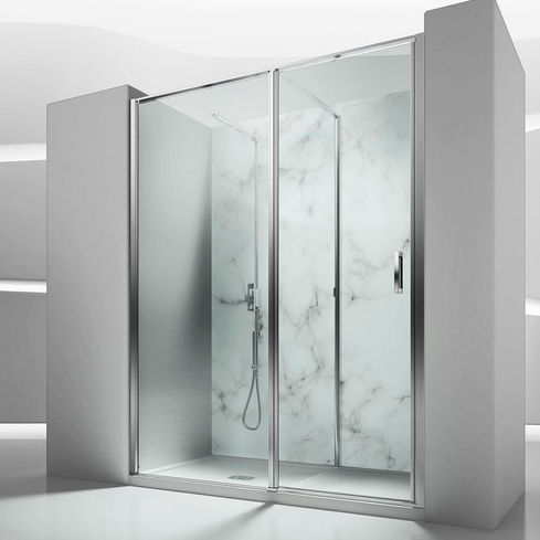 Cabine de douche en verre - LINEA : IN 1  - VISMARAVETRO - avec porte pivotante / en niche / en verre transparent