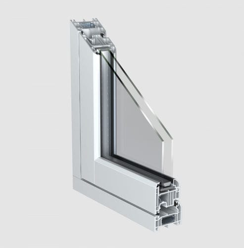 Fenêtre en verre - FLUSH SASH - KÖMMERLING - en PVC / à guillotine / fixe