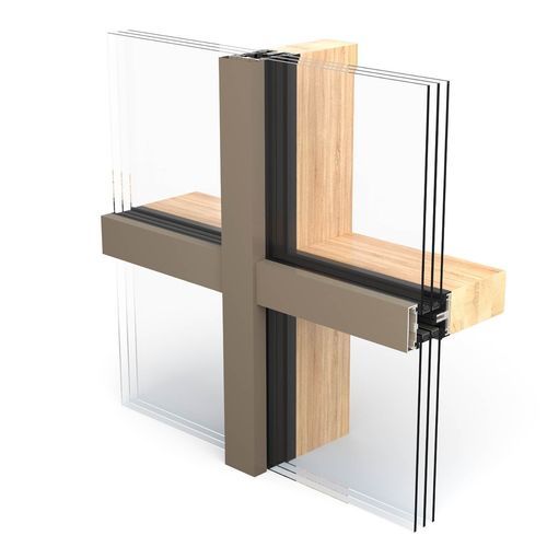 Mur-rideau ossature autoportante - WICTEC 50 A - WICONA - en aluminium et en verre / en bois / acoustique