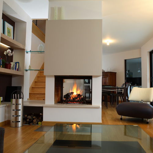 Foyer fermé à bois - CLASSIC: R°FRONTAL V° - TOTEM fire - double face / central / en métal