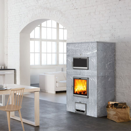 Poêle à bois - TLU2000/50 - TULIKIVI - à granulés / 50 kW - 100 kW / au sol