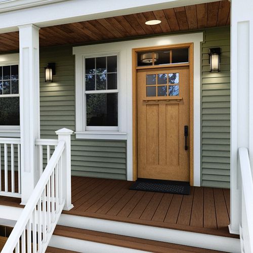 Porte d'entrée - FCM4816 series - THERMA-TRU DOORS - en acajou / battante / contemporaine