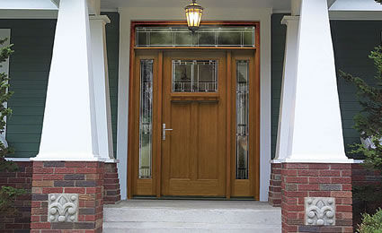 Porte d'entrée - CLASSIC-CRAFT® AMERICAN - THERMA-TRU DOORS - en fibre de verre / battante / semi-vitrée