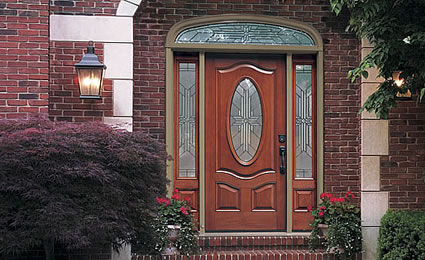 Porte d'entrée - CLASSIC-CRAFT® MAHOGANY - THERMA-TRU DOORS - en fibre de verre / battante / semi-vitrée