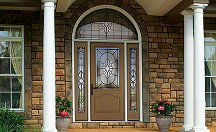 Porte d'entrée - CLASSIC-CRAFT® CANVAS - THERMA-TRU DOORS - en fibre de verre / battante / semi-vitrée