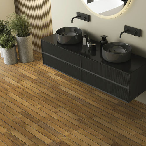 Parquet massif - Exotiques Teck Indo PU Intégré Huilé 12x90 - SOBOPLAC - en teck / pont de bateau / huilé