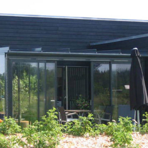 Baie vitrée coulissante - SL 142 - SOLARLUX - en aluminium / à double vitrage / à isolation thermique