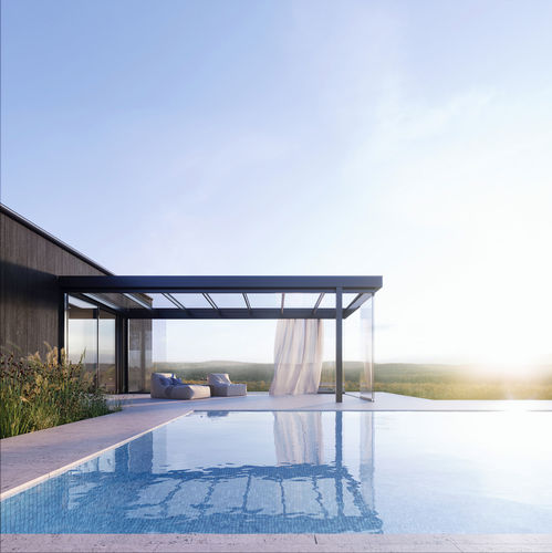 Pergola autoportée - SDL ACUBIS - SOLARLUX - adossée / en aluminium / en verre