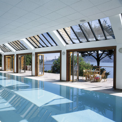 Baie vitrée coulissante - SL 97 - SOLARLUX - accordéon / en bois / en aluminium