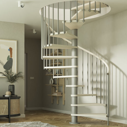 Escalier modulaire - LOOP - SCRIGNO - en colimaçon / à marches en hêtre / structure en acier