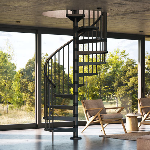 Escalier modulaire - FLOW - SCRIGNO - en colimaçon / à marches en acier inox / structure en acier