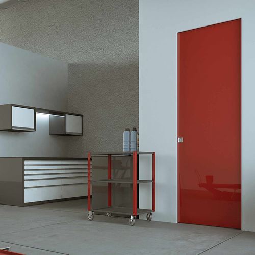 Porte d'intérieur - FLUSH-WALL FIRE - SCRIGNO - en bois de feuillus / en MDF / coulissante