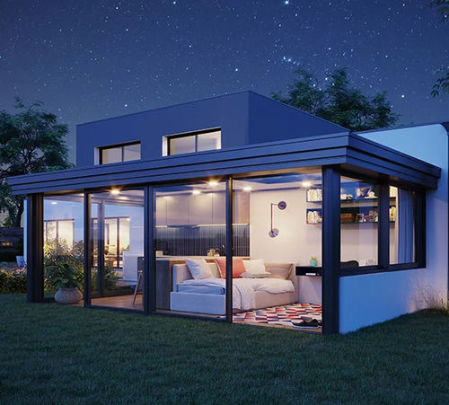 Véranda en verre - Confort²Vie® 7700 - Sepalumic - en aluminium / tout verre / à portes coulissantes
