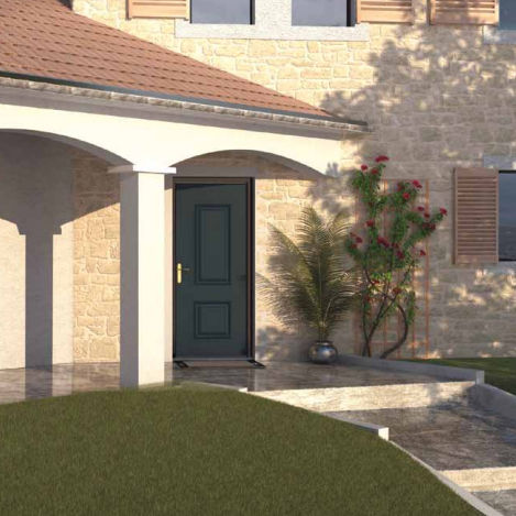 Porte d'entrée - 70 SOLOBLOC - Sapa Building Systems - en bois / battante / classique