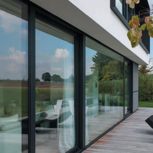 Porte d'extérieur - SMARTLINE - Sapa Building Systems - en aluminium / en fibre de verre / coulissante