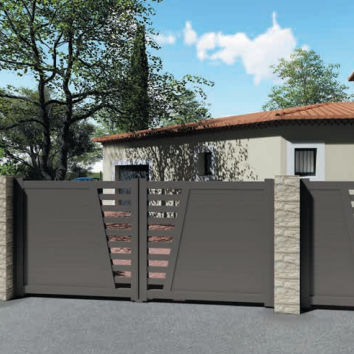 Portail coulissant - MOUVANCE - Sapa Building Systems - en aluminium / à lames / résidentiel