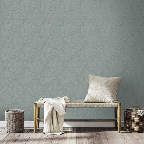 Papier peint contemporain - HERRINGBONE TEAL - Marston & Langinger - à motif / aspect tissu / bleu