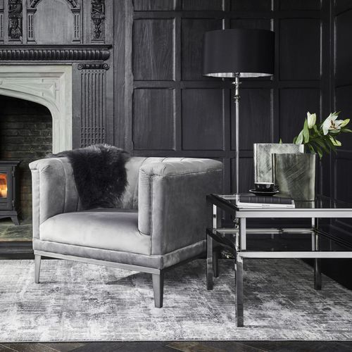 Fauteuil contemporain - BELGRAVIA - Marston & Langinger - en velours / en métal / gris
