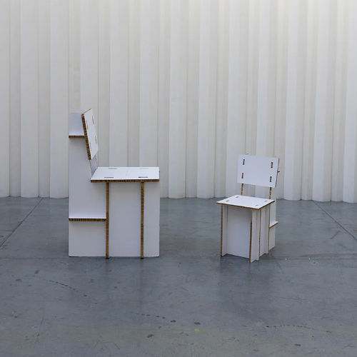 Chaise design - SCHOOL VANVES - PROCÉDÉS CHÉNEL INTERNATIONAL - d'intérieur / en carton / avec piètement en carton