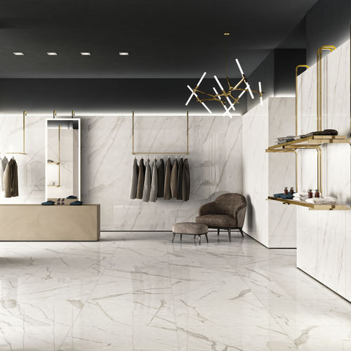 Carrelage en grès cérame - TRILOGY : CALACATTA WHITE - Panaria ceramica - poli / brillant / émaillé