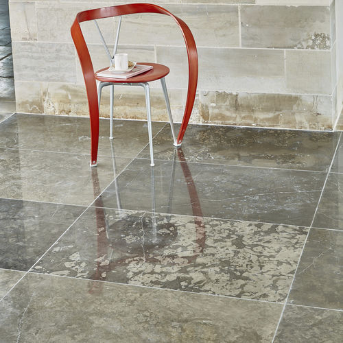 Carrelage en pierre naturelle - CÉNEVIÈRES GRIS CARBONE - OCCITANIE PIERRES - poli / d'intérieur / de salon
