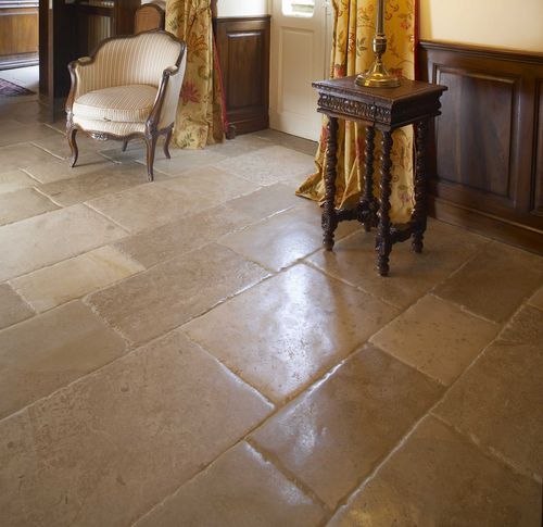 Dallage en pierre naturelle - AUBEROCHE OCRE - OCCITANIE PIERRES - d'intérieur / de salon / texturé