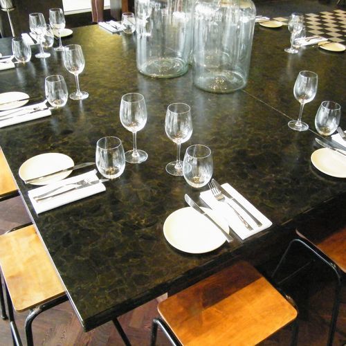 Plan de travail en verre - CHAMPAGNE - OCCITANIE PIERRES - marron / poli / lisse