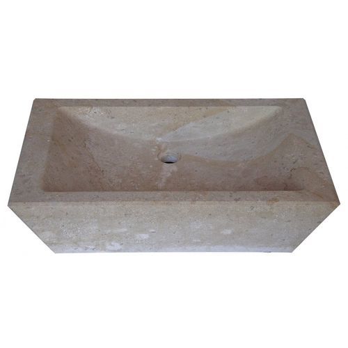 Vasque suspendue - OCCITANIE PIERRES - en pierre naturelle / rectangulaire / sans trou