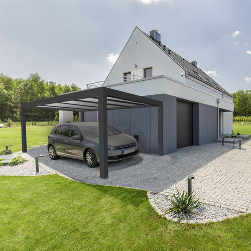 Abri de voiture en aluminium thermolaqué - C210 - ORIAL - en polycarbonate