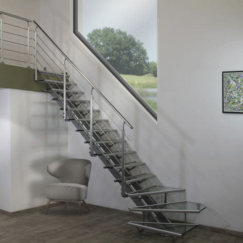 Escalier droit - OPÉRA - ORIAL - quart tournant / à marches en bois / à marches en verre