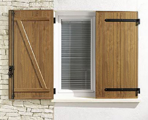 Volet battant - MENUISERIES ELVA - en aluminium / aspect bois / pour fenêtre