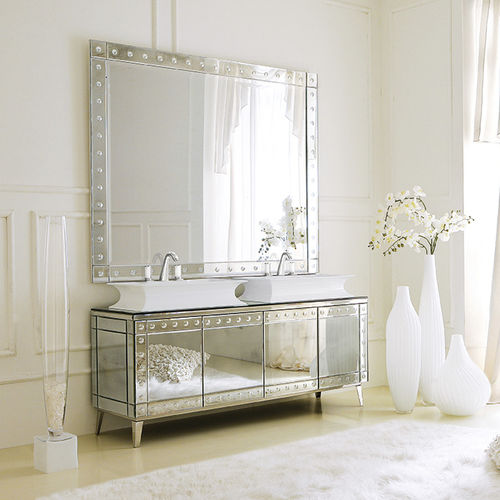 Meuble vasque double - RIVOLI - Oasis Group srl - à poser / en verre / classique