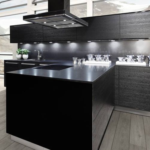 Cuisine contemporaine - MA NATURA - Allmilmö - en placage de bois / sans poignée / laquée
