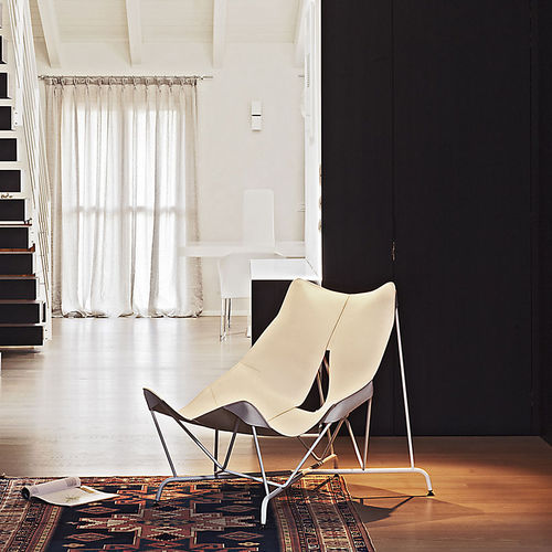 Fauteuil contemporain - BURE - Antidiva - en cuir / en acier peint / avec revêtement amovible