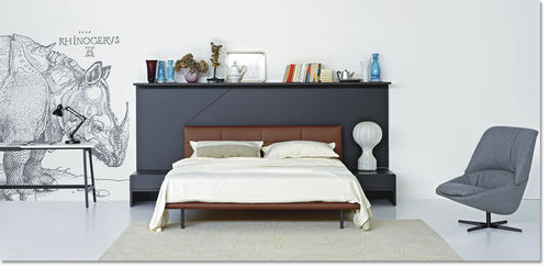 Lit double - LEDLETTO - Arflex - contemporain / avec tête de lit / tapissé