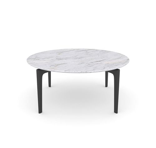 Table basse contemporaine - SAUL  - Arper - en verre fumé / en marbre / avec piètement en aluminium