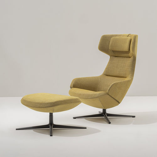 Repose-pied contemporain - ASTON CLUB  - Arper - en tissu / en cuir / en aluminium poli
