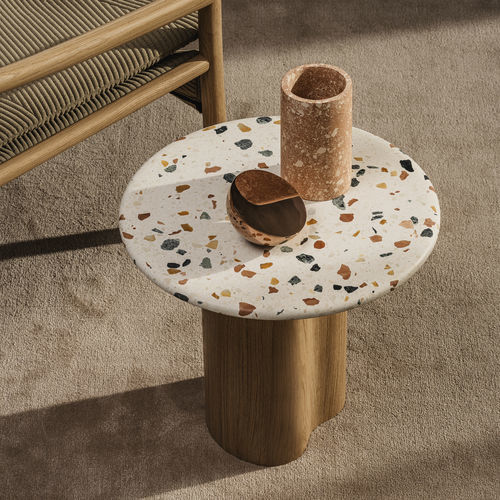 Table d'appoint contemporaine - Ghia - Arper - en chêne / en placage de bois / en terrazzo