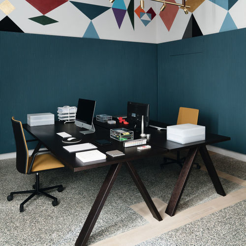 Table de réunion contemporaine - CROSS - Arper - en mélaminé / en Fenix NTM® / avec piètement en métal