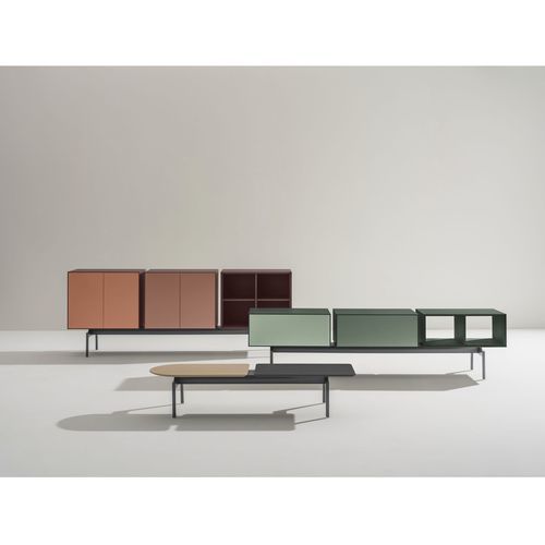 Buffet contemporain - SEMITON - Arper - en MDF laqué / en aluminium peint / avec étagère