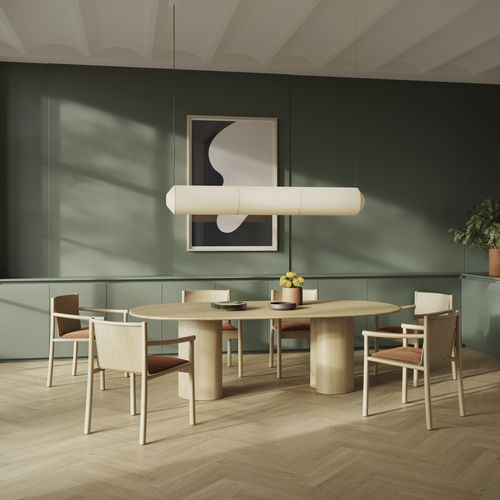 Table contemporaine - GHIA 74 - Arper - en bois / avec piètement en bois / ronde