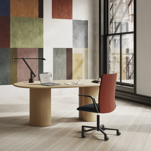 Table contemporaine - 7051 - Arper - en MDF / en chêne / avec piètement en bois